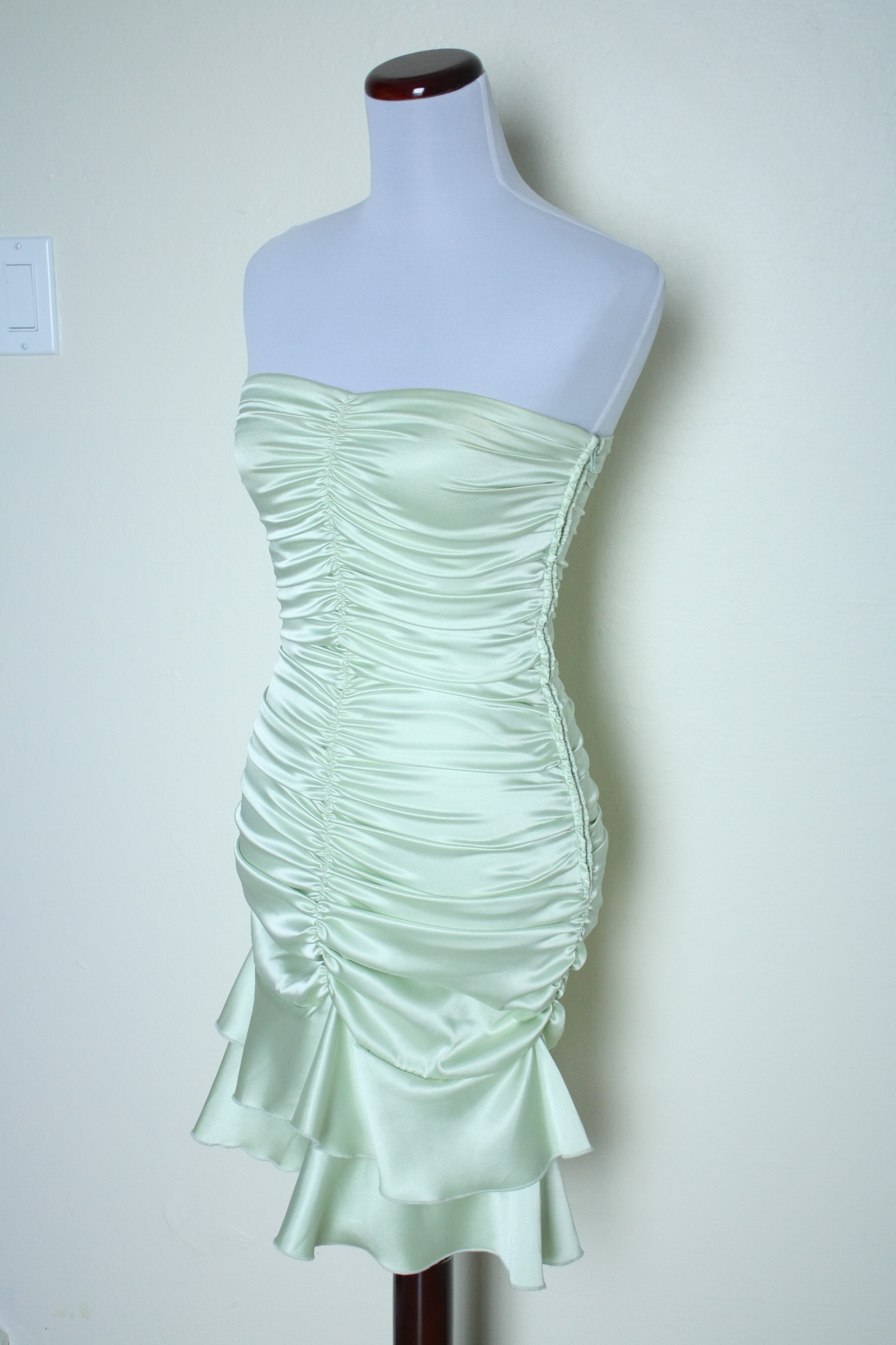 Jessica McClintock Mermaid Satin Strapless Tube Prom Dress Lime Green